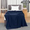 imageUtopia Bedding Sky Blue 100 Cotton Blanket Queen Size  90x90 Inch 350GSM Lightweight Soft and Breathable Thermal Blanket for All SeasonsNavy