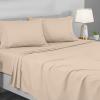 imageUtopia Bedding Twin Sheets Set  Brushed Microfiber  Soft Bed Sheets for Twin Size Bed Set  Includes 1 Fitted 1 Flat ampamp 1 Pillow Case  Deep Pocket White05  Beige