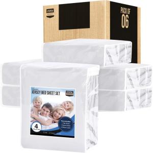 imageUtopia Bedding Queen Sheet Set  Jersey Knit Sheets 4 Piece Queen Jersey Sheet Set  Cotton Jersey Sheets  Soft TShirt Stretchy Sheets Bulk Pack of 6 Queen White