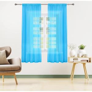 imageUtopia Bedding Sheer Curtains Aqua 2 Panels Set Rod Pocket Drapes 54W x 63L Inches Luxurious Window Treatment Voile for Bedroom and Living RoomAqua