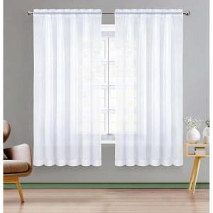 imageUtopia Bedding Sheer Curtains Aqua 2 Panels Set Rod Pocket Drapes 54W x 63L Inches Luxurious Window Treatment Voile for Bedroom and Living RoomWhite