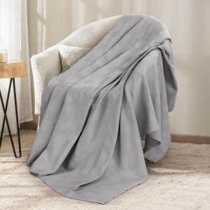 imageUtopia Bedding Sky Blue 100 Cotton Blanket Queen Size  90x90 Inch 350GSM Lightweight Soft and Breathable Thermal Blanket for All SeasonsCool Grey
