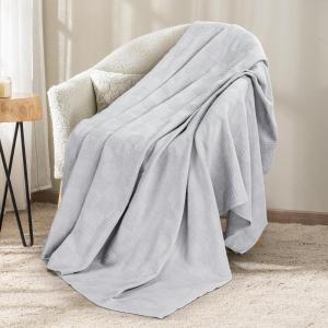 imageUtopia Bedding Sky Blue 100 Cotton Blanket Queen Size  90x90 Inch 350GSM Lightweight Soft and Breathable Thermal Blanket for All SeasonsSilver