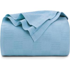imageUtopia Bedding Sky Blue 100 Cotton Blanket Queen Size  90x90 Inch 350GSM Lightweight Soft and Breathable Thermal Blanket for All SeasonsSky Blue