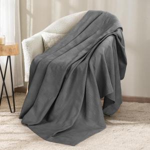 imageUtopia Bedding Sky Blue 100 Cotton Blanket Queen Size  90x90 Inch 350GSM Lightweight Soft and Breathable Thermal Blanket for All SeasonsSmoke Gray