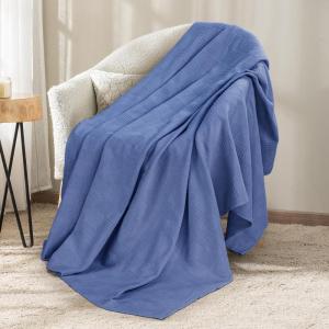imageUtopia Bedding Sky Blue 100 Cotton Blanket Queen Size  90x90 Inch 350GSM Lightweight Soft and Breathable Thermal Blanket for All SeasonsWedgewood