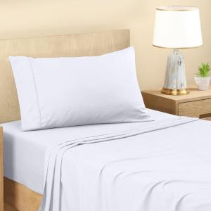 imageUtopia Bedding Twin Sheets Set  Brushed Microfiber  Soft Bed Sheets for Twin Size Bed Set  Includes 1 Fitted 1 Flat ampamp 1 Pillow Case  Deep Pocket White01  White