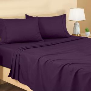 imageUtopia Bedding Twin Sheets Set  Brushed Microfiber  Soft Bed Sheets for Twin Size Bed Set  Includes 1 Fitted 1 Flat ampamp 1 Pillow Case  Deep Pocket White13  Purple