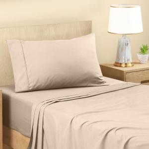 imageUtopia Bedding Twin Sheets Set  Brushed Microfiber  Soft Bed Sheets for Twin Size Bed Set  Includes 1 Fitted 1 Flat ampamp 1 Pillow Case  Deep Pocket White05  Beige