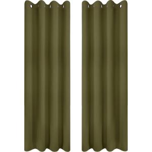 imageUtopia Bedding 2 Panels Olive Green Grommet Blackout Curtains Thermal Insulated for Bedroom and Living Room Room Darkening Curtains Blackout Draperies W52 x L84 Inches