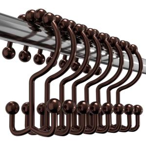 imageUtopia Bedding Double Shower Curtain Hooks Double Sided Shower Curtain Rings Shower Curtain Hooks Rust Proof NickelBronze
