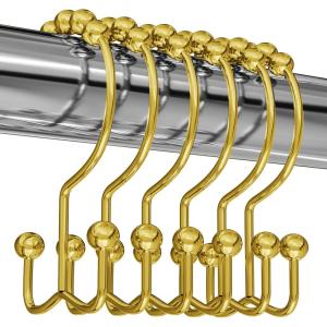 imageUtopia Bedding Double Shower Curtain Hooks Double Sided Shower Curtain Rings Shower Curtain Hooks Rust Proof NickelGold