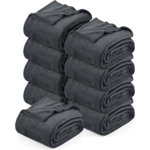 imageUtopia Bedding Fleece Blanket King Size Grey 250GSM 90x102 Inches Luxury Soft Bed Blanket Bulk Pack of 9