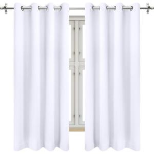 imageUtopia Bedding Grommet Blackout Curtains for Bedroom 2 Panels Solid Thermal Insulated Room Darkening and Noise Reduction Window Drapes White 52W x 63L Inches