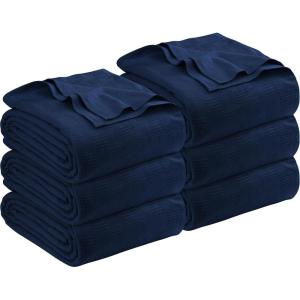 imageUtopia Bedding Navy 100 Cotton Blanket King Size  90x108 Inch 350GSM Lightweight Soft and Breathable Thermal Blanket for All Seasons Pack of 6