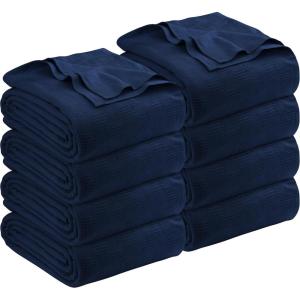 imageUtopia Bedding Navy 100 Cotton Blanket Queen Size  90x90 Inch 350GSM Lightweight Soft and Breathable Thermal Blanket for All Seasons Pack of 8
