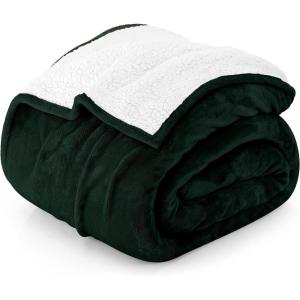 imageUtopia Bedding Sherpa Blanket California King Size Forest Green 102x96 Inches  480GSM Thick Warm Plush Fleece Reversible Blanket for Bed Sofa Couch Camping and Travel