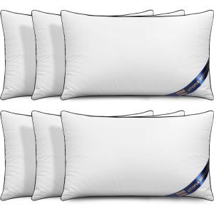 imageUtopia Bedding Throw Pillow Inserts Pack of 6 White 12 x 20 Inches Decorative Indoor Pillows for Sofa Bed Couch Cushion Sham Stuffer