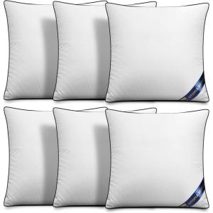 imageUtopia Bedding Throw Pillow Inserts Pack of 6 White 18 x 18 Inches Decorative Indoor Pillows for Sofa Bed Couch Cushion Sham Stuffer