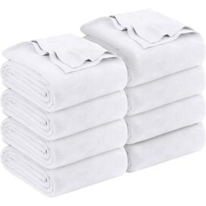 imageUtopia Bedding White Cotton Blanket Queen 90x90 Inch 350GSM Soft Thermal Blanket Pack of 8