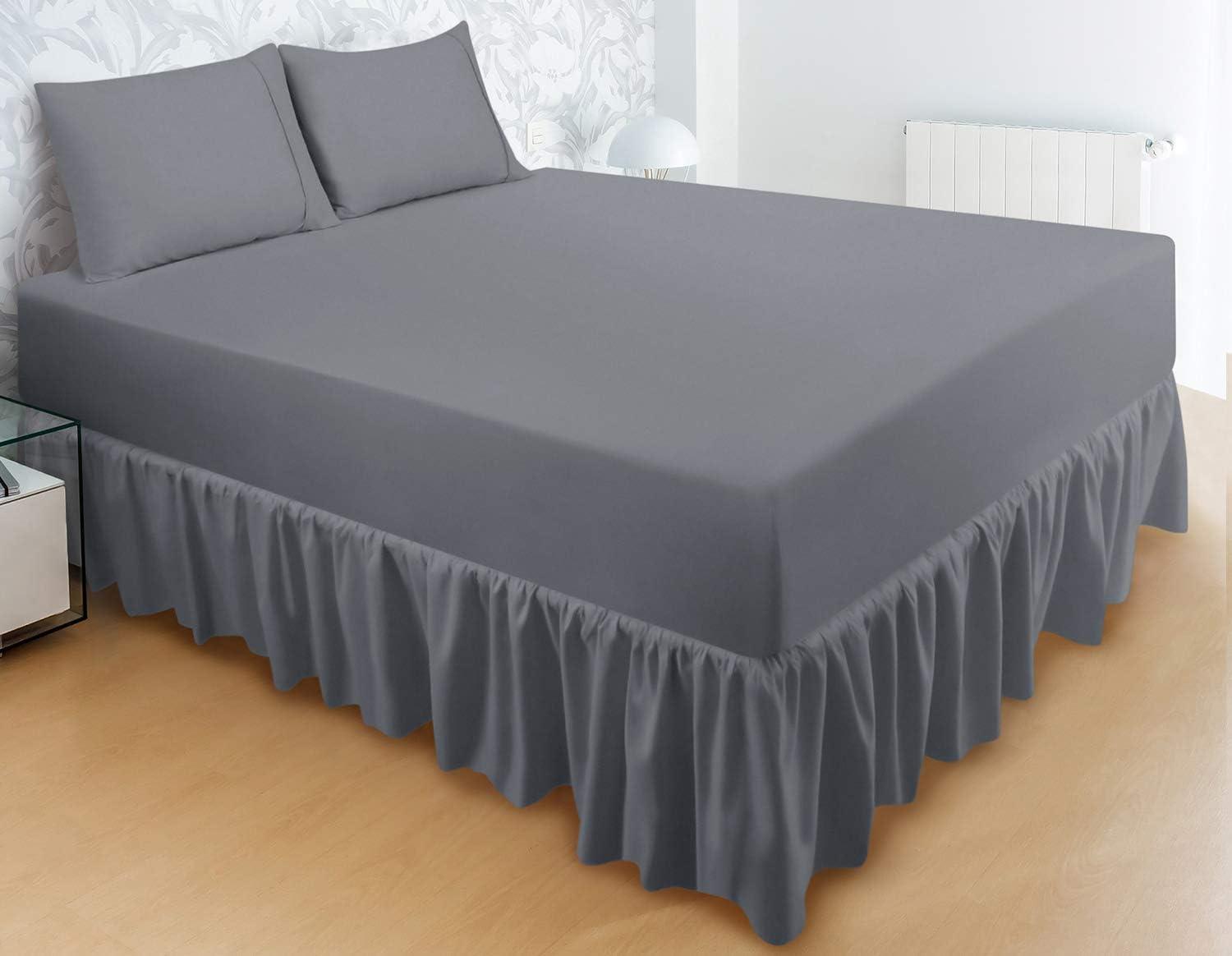 imageUtopia Bedding Bed Ruffle  Dust Ruffle  Easy Fit with 15 Inch Tailored Drop  Hotel Quality Shrinkage and Fade Resistant Twin Grey
