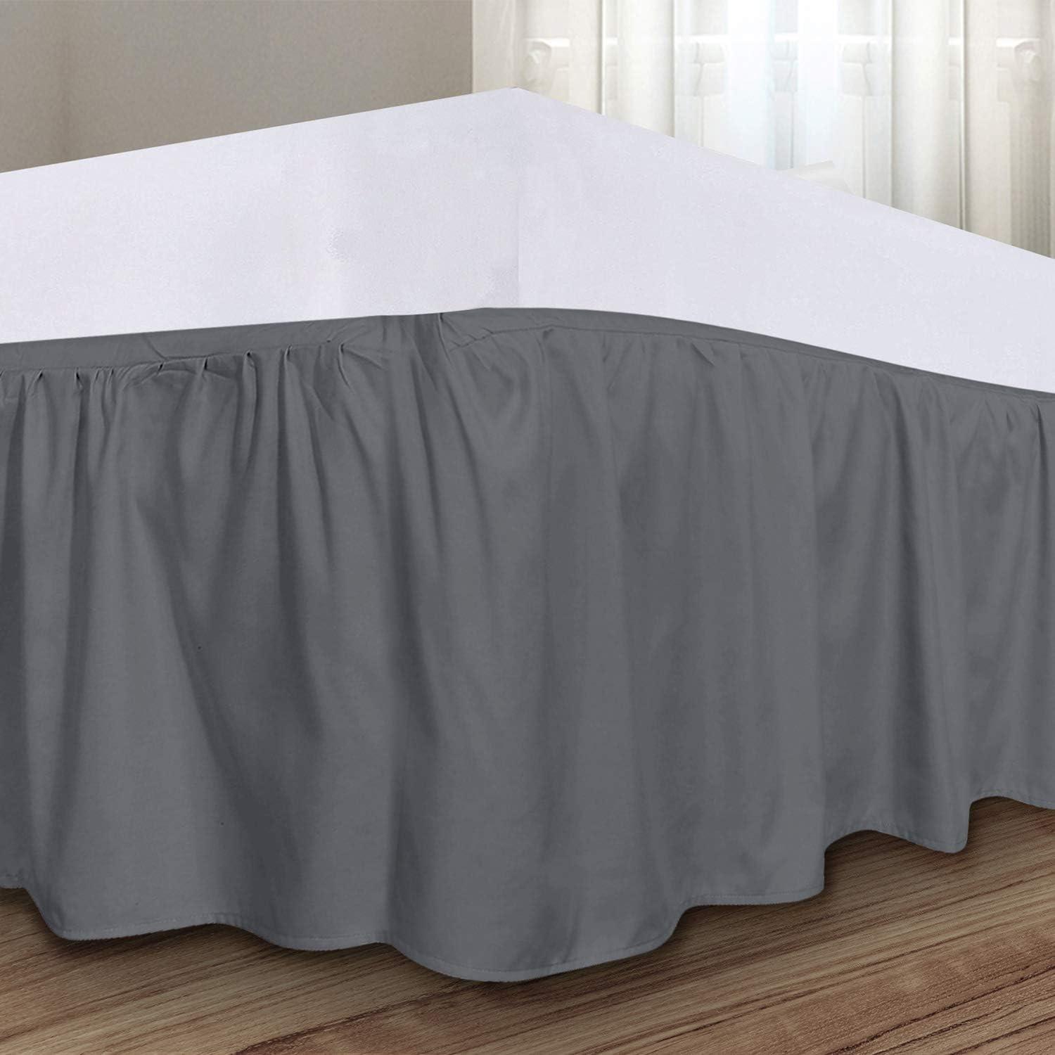 imageUtopia Bedding Bed Ruffle  Dust Ruffle  Easy Fit with 15 Inch Tailored Drop  Hotel Quality Shrinkage and Fade Resistant Twin Grey
