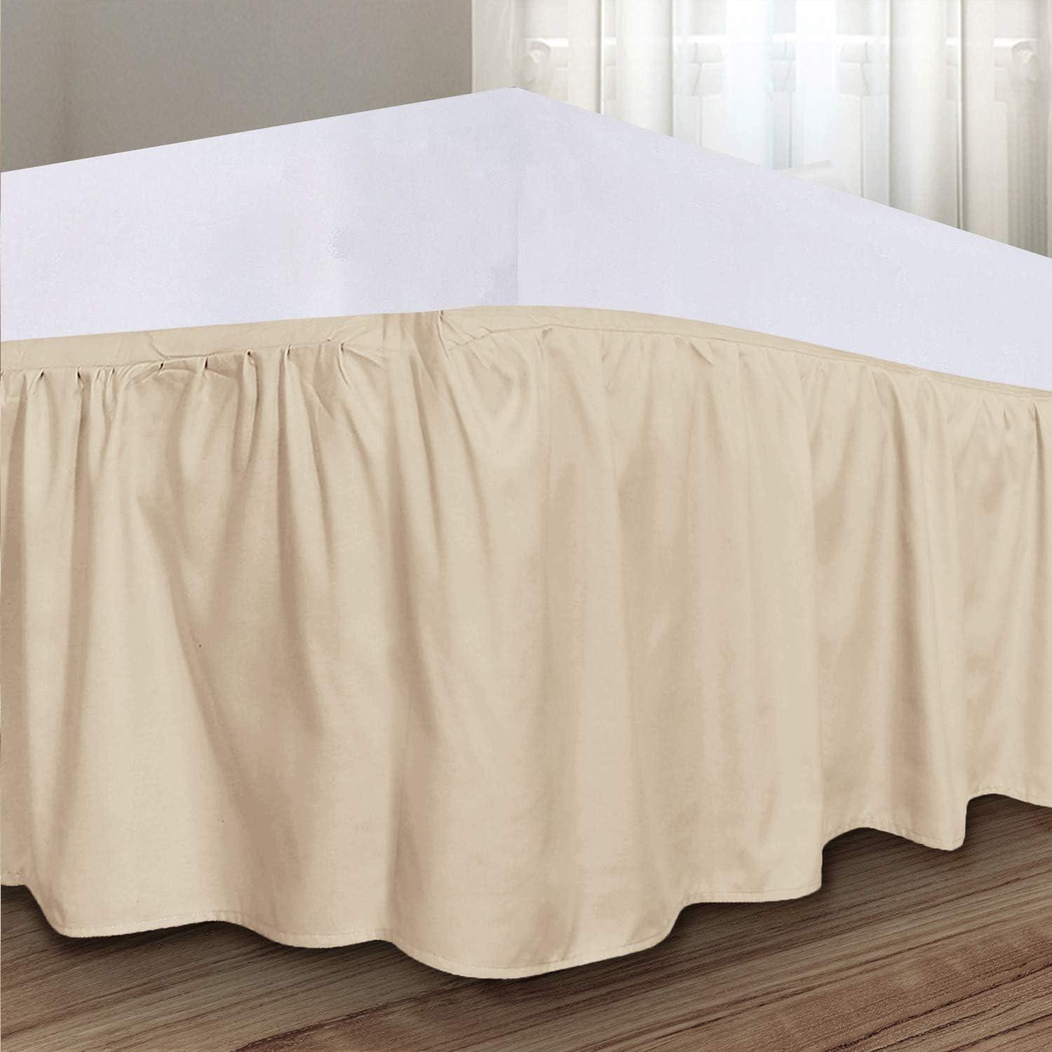 imageUtopia Bedding Bed Ruffle  Easy Fit with 16 Inch Tailored Drop  Hotel Quality Shrinkage and Fade Resistant King Beige