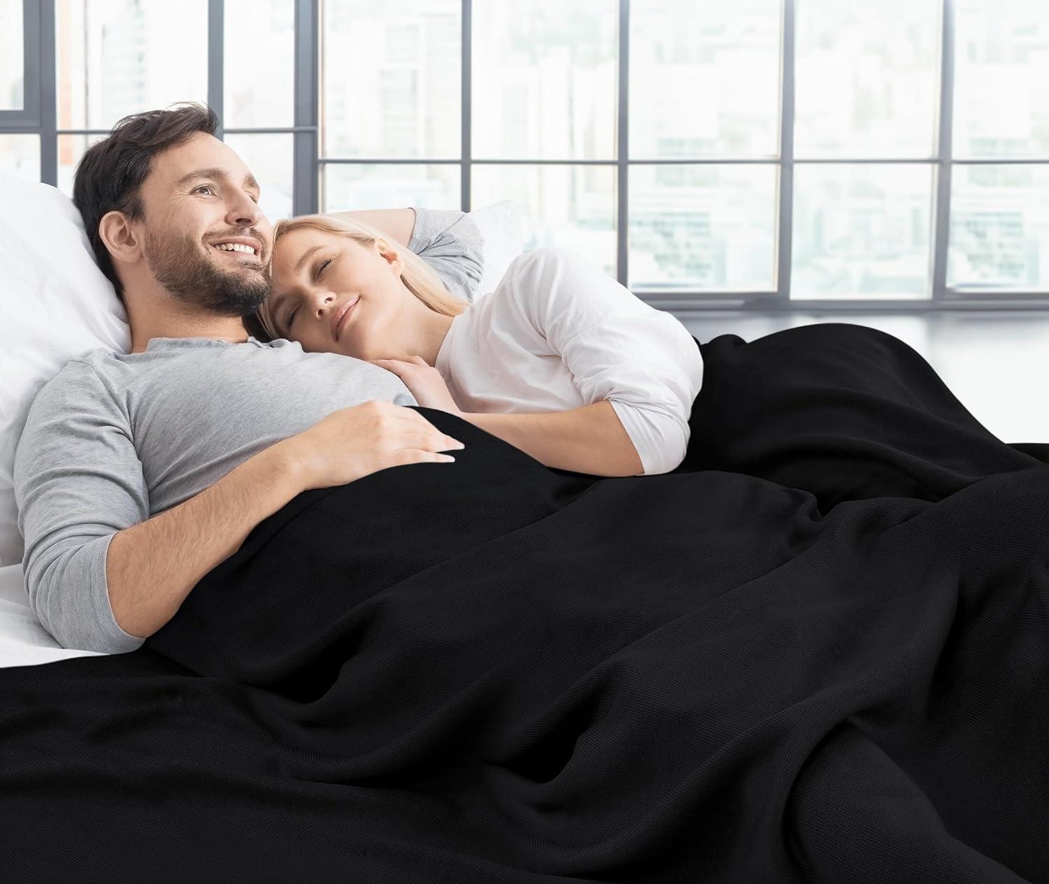 imageUtopia Bedding Knit Blanket Queen Size 90x90 Inches Grey Soft Lightweight Jersey Breathable Sweatshirt Blanket for BedCouch ampamp SofaBlack