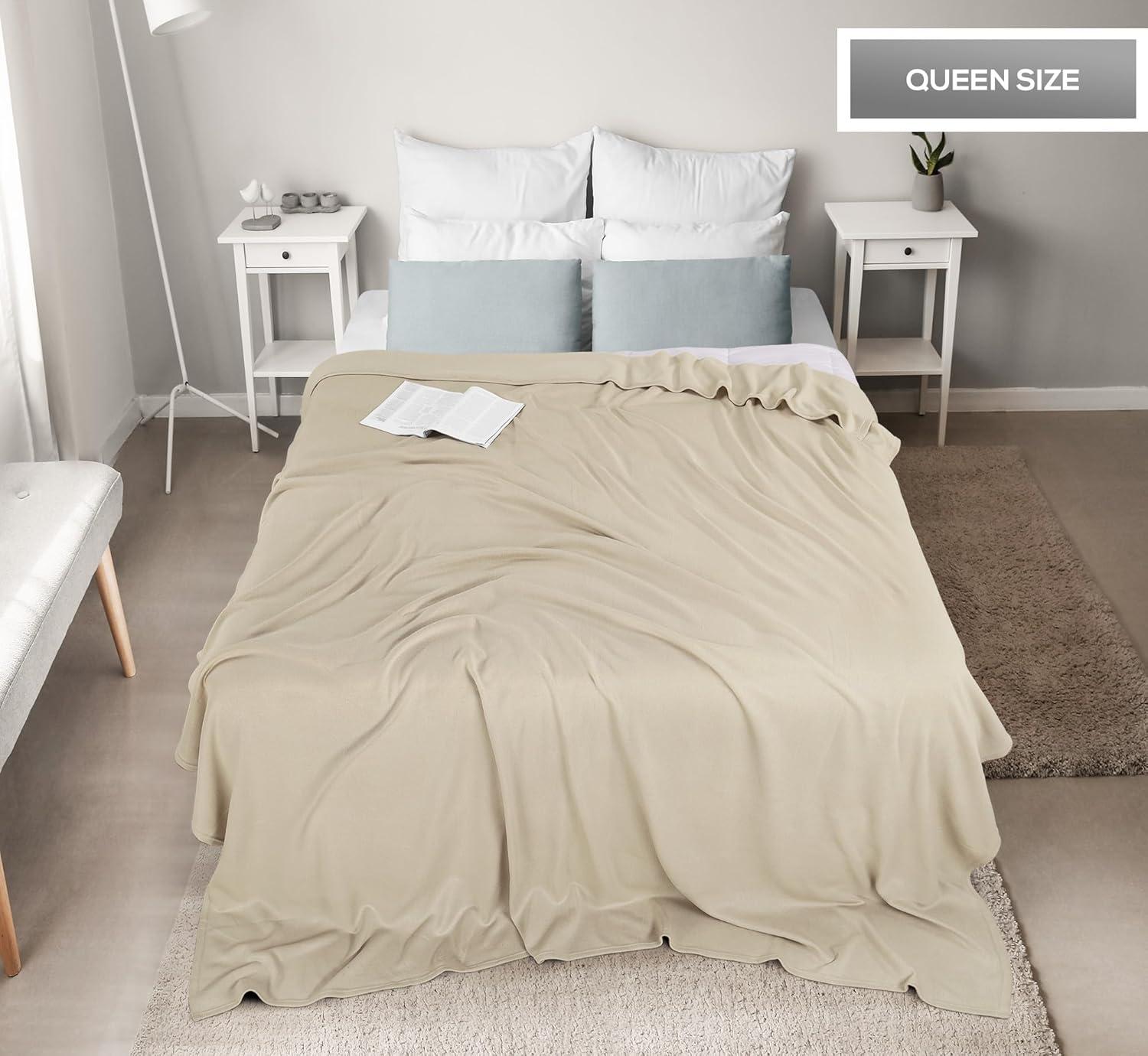 imageUtopia Bedding Knit Blanket Queen Size 90x90 Inches Grey Soft Lightweight Jersey Breathable Sweatshirt Blanket for BedCouch ampamp SofaCamel