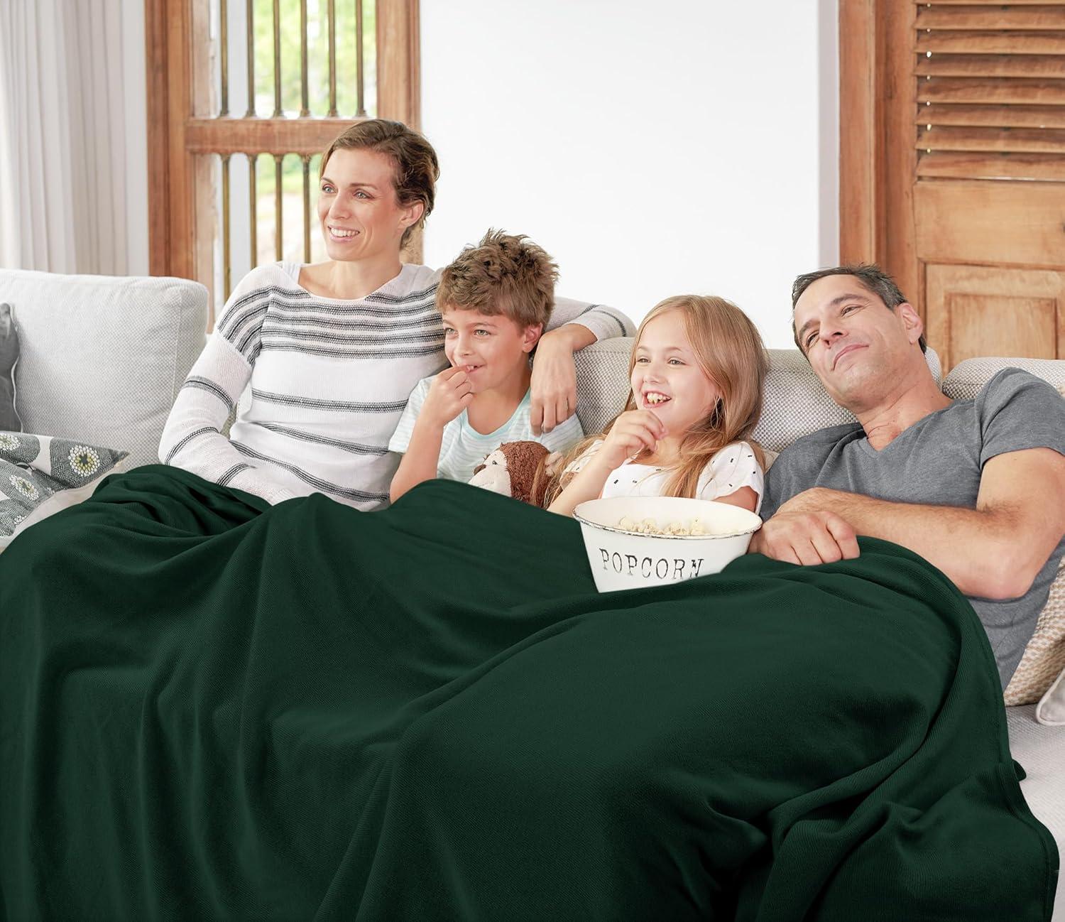 imageUtopia Bedding Knit Blanket Queen Size 90x90 Inches Grey Soft Lightweight Jersey Breathable Sweatshirt Blanket for BedCouch ampamp SofaForest Green
