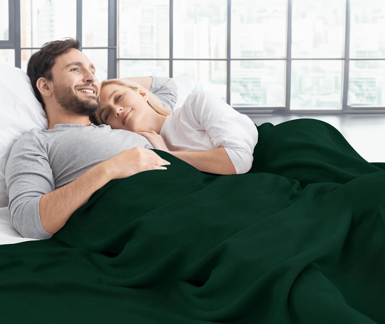 imageUtopia Bedding Knit Blanket Queen Size 90x90 Inches Grey Soft Lightweight Jersey Breathable Sweatshirt Blanket for BedCouch ampamp SofaForest Green