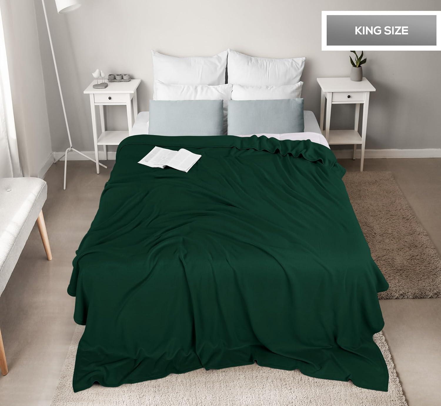 imageUtopia Bedding Knit Blanket Queen Size 90x90 Inches Grey Soft Lightweight Jersey Breathable Sweatshirt Blanket for BedCouch ampamp SofaForest Green