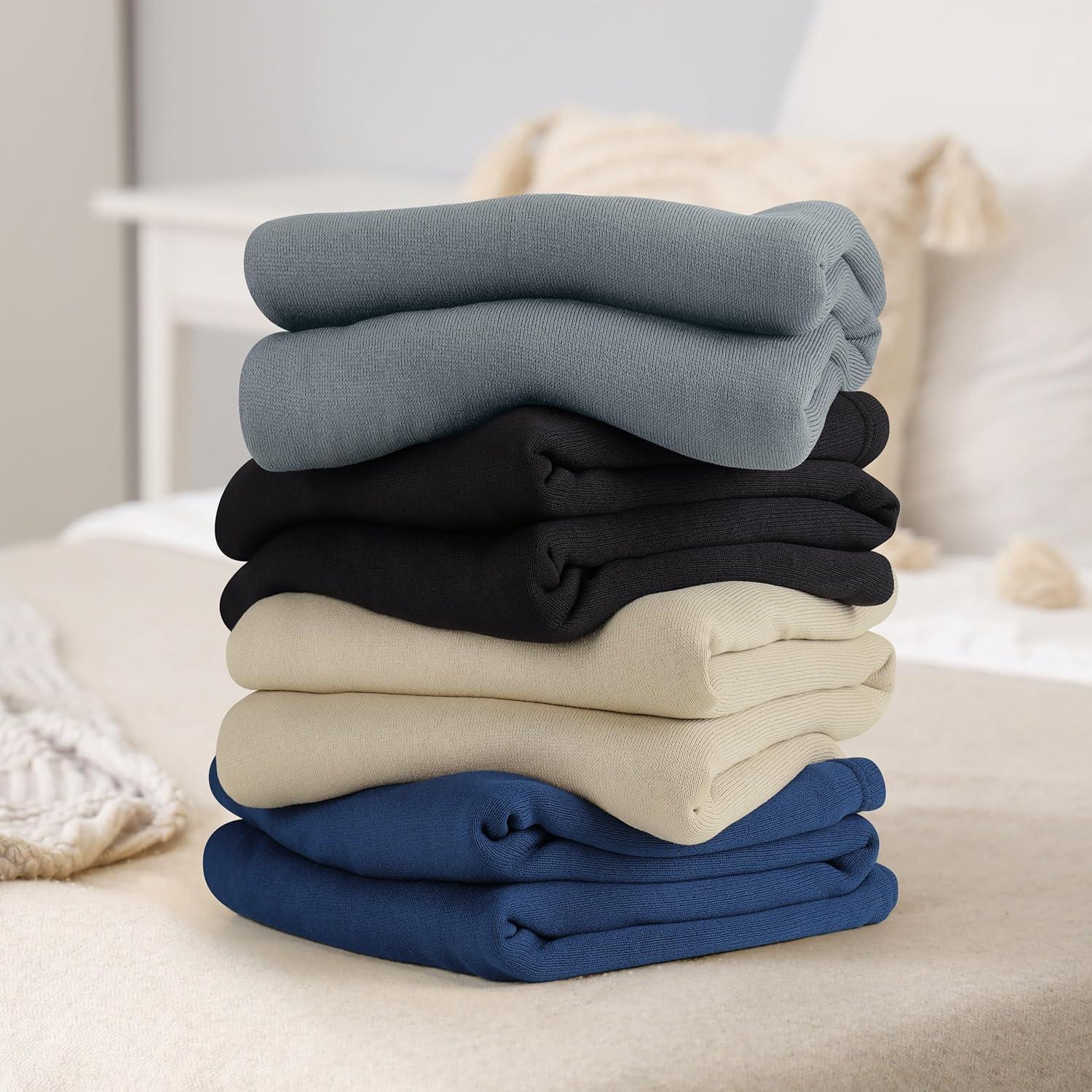imageUtopia Bedding Knit Blanket Queen Size 90x90 Inches Grey Soft Lightweight Jersey Breathable Sweatshirt Blanket for BedCouch ampamp SofaGrey