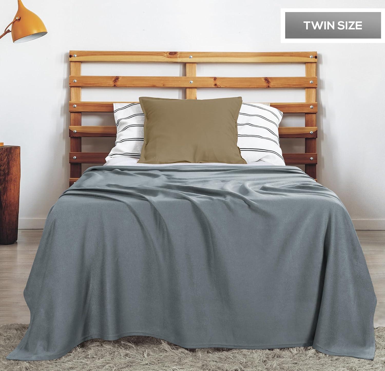 imageUtopia Bedding Knit Blanket Queen Size 90x90 Inches Grey Soft Lightweight Jersey Breathable Sweatshirt Blanket for BedCouch ampamp SofaGrey