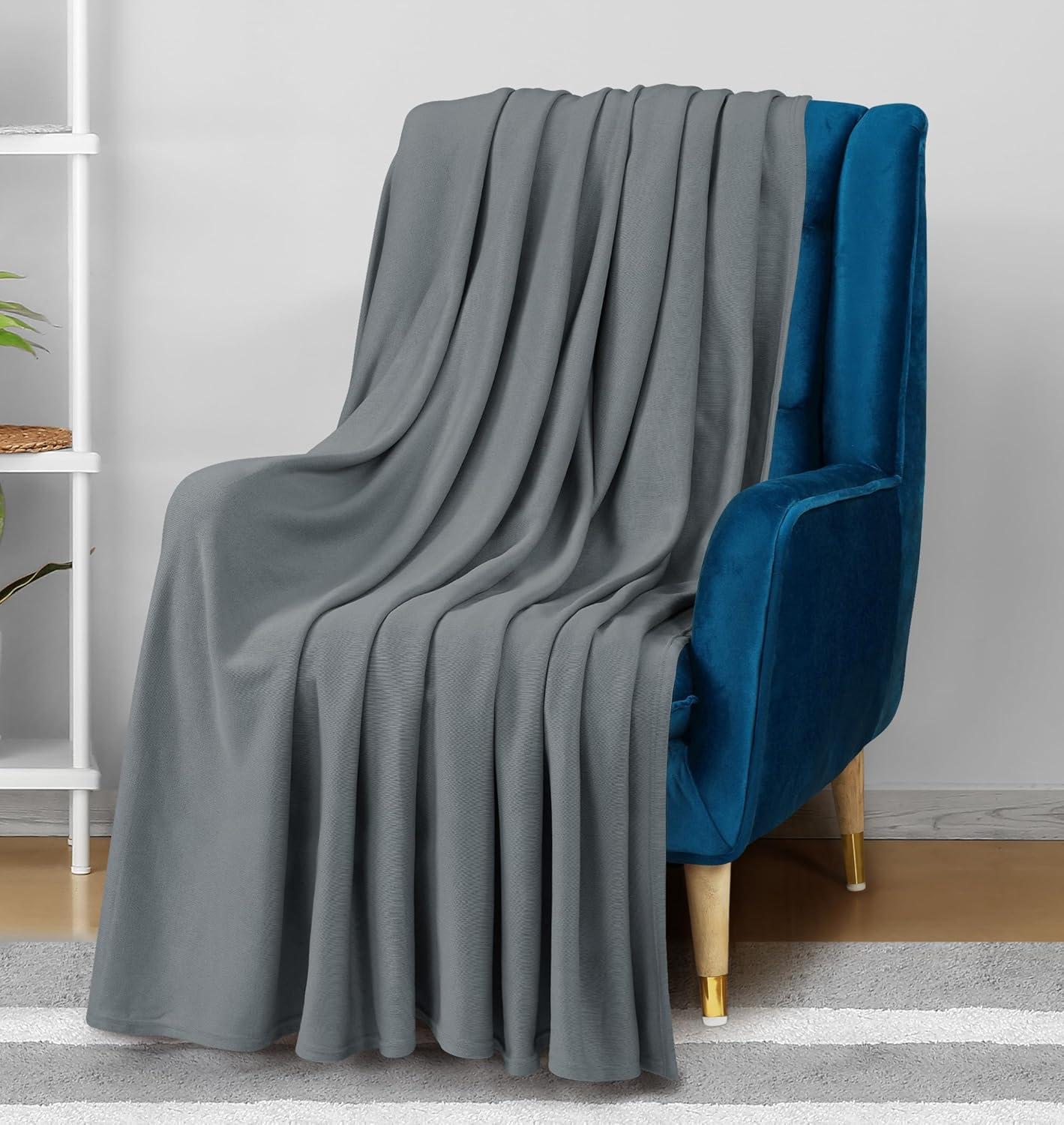 imageUtopia Bedding Knit Blanket Queen Size 90x90 Inches Grey Soft Lightweight Jersey Breathable Sweatshirt Blanket for BedCouch ampamp SofaGrey