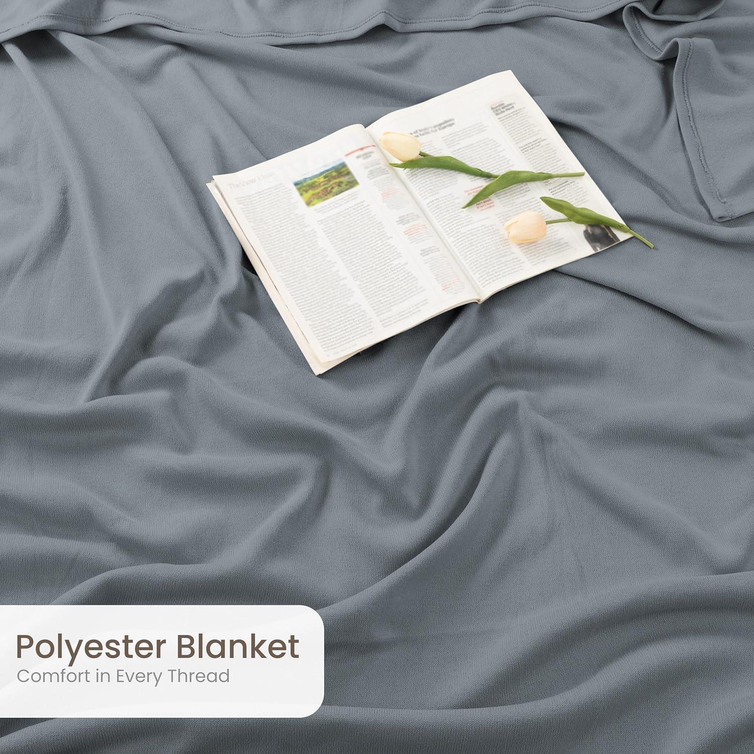 imageUtopia Bedding Knit Blanket Queen Size 90x90 Inches Grey Soft Lightweight Jersey Breathable Sweatshirt Blanket for BedCouch ampamp SofaGrey