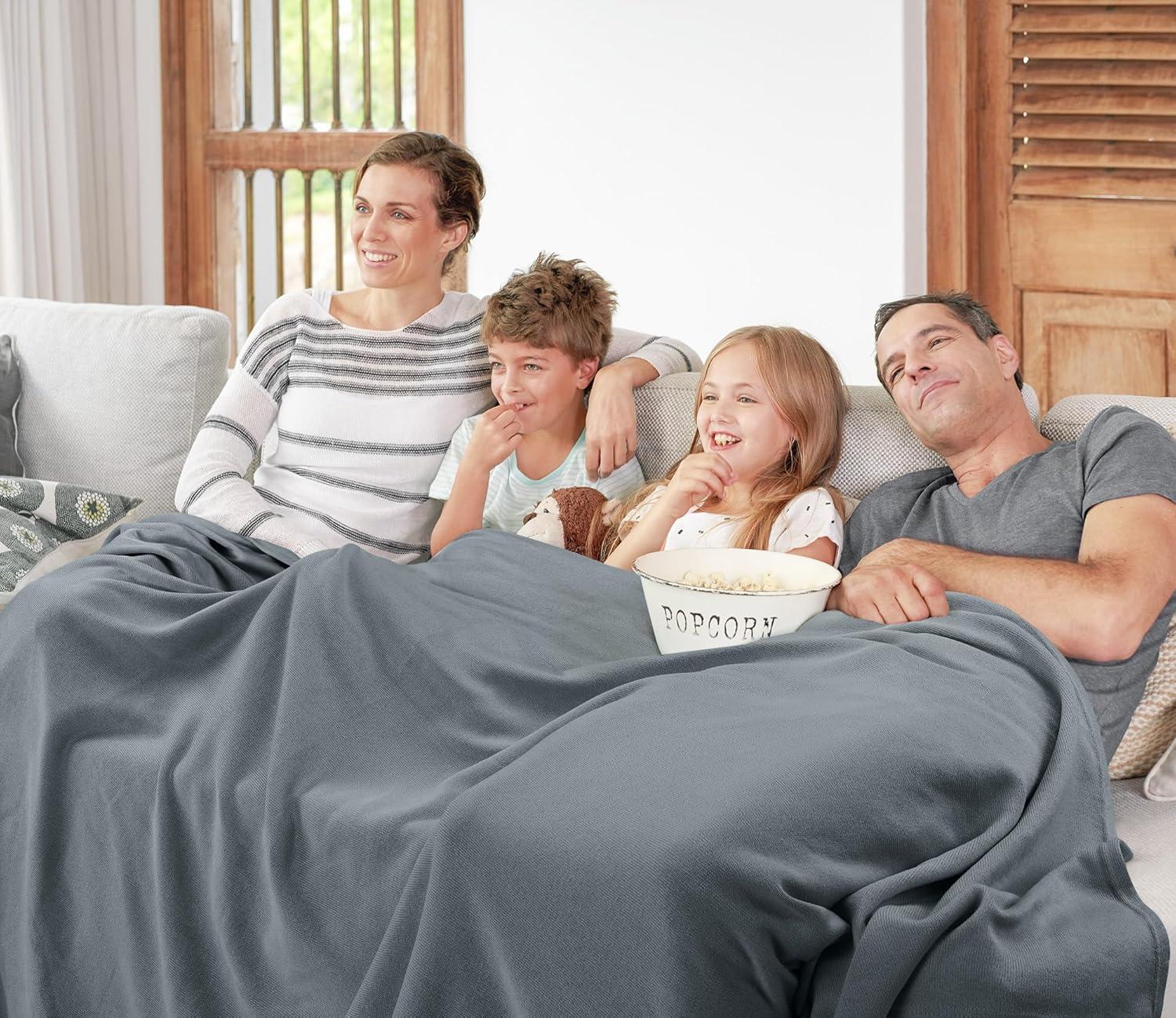 imageUtopia Bedding Knit Blanket Queen Size 90x90 Inches Grey Soft Lightweight Jersey Breathable Sweatshirt Blanket for BedCouch ampamp SofaGrey