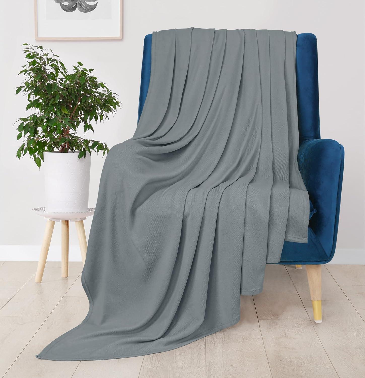 imageUtopia Bedding Knit Blanket Queen Size 90x90 Inches Grey Soft Lightweight Jersey Breathable Sweatshirt Blanket for BedCouch ampamp SofaGrey