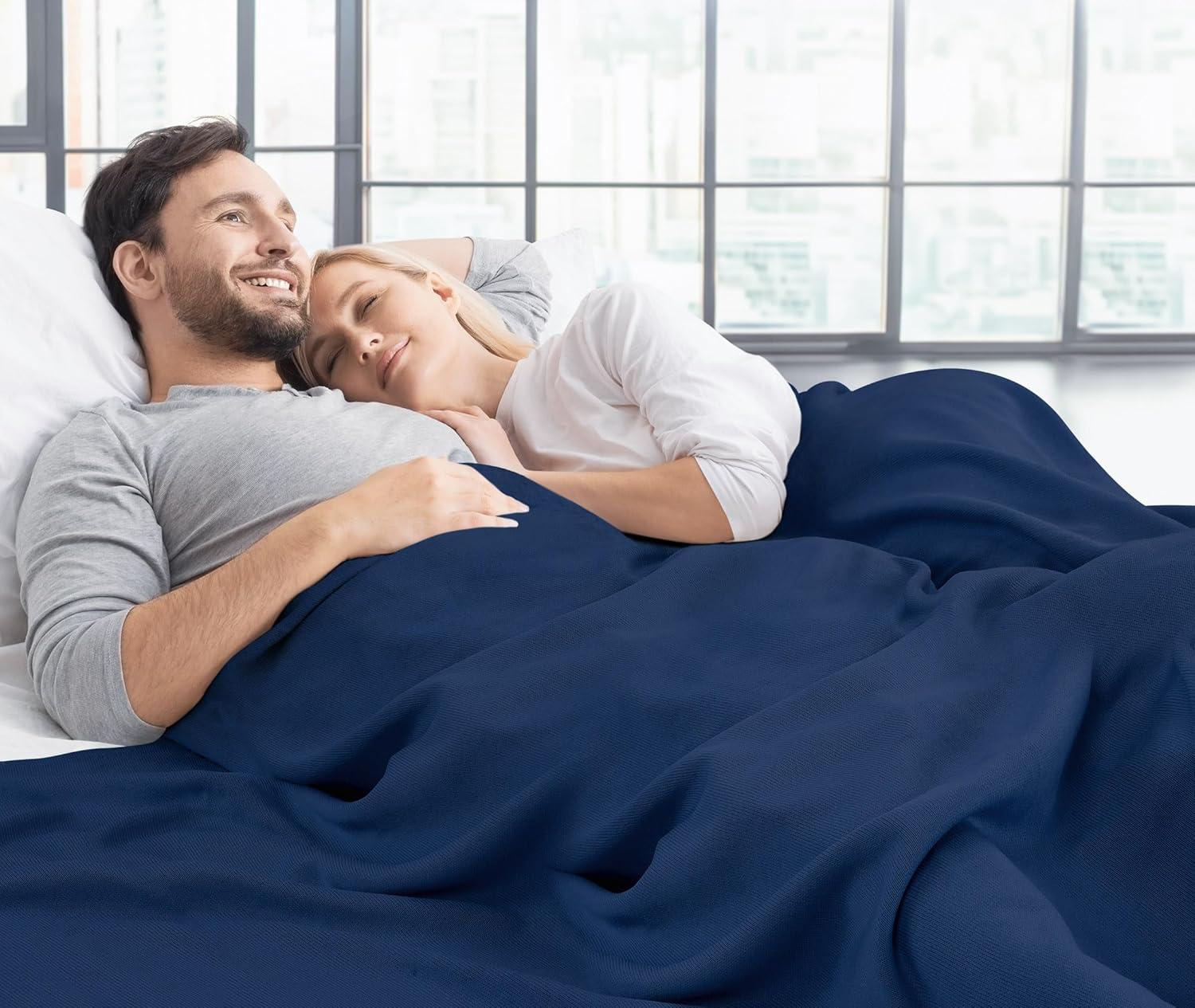 imageUtopia Bedding Knit Blanket Queen Size 90x90 Inches Grey Soft Lightweight Jersey Breathable Sweatshirt Blanket for BedCouch ampamp SofaNavy