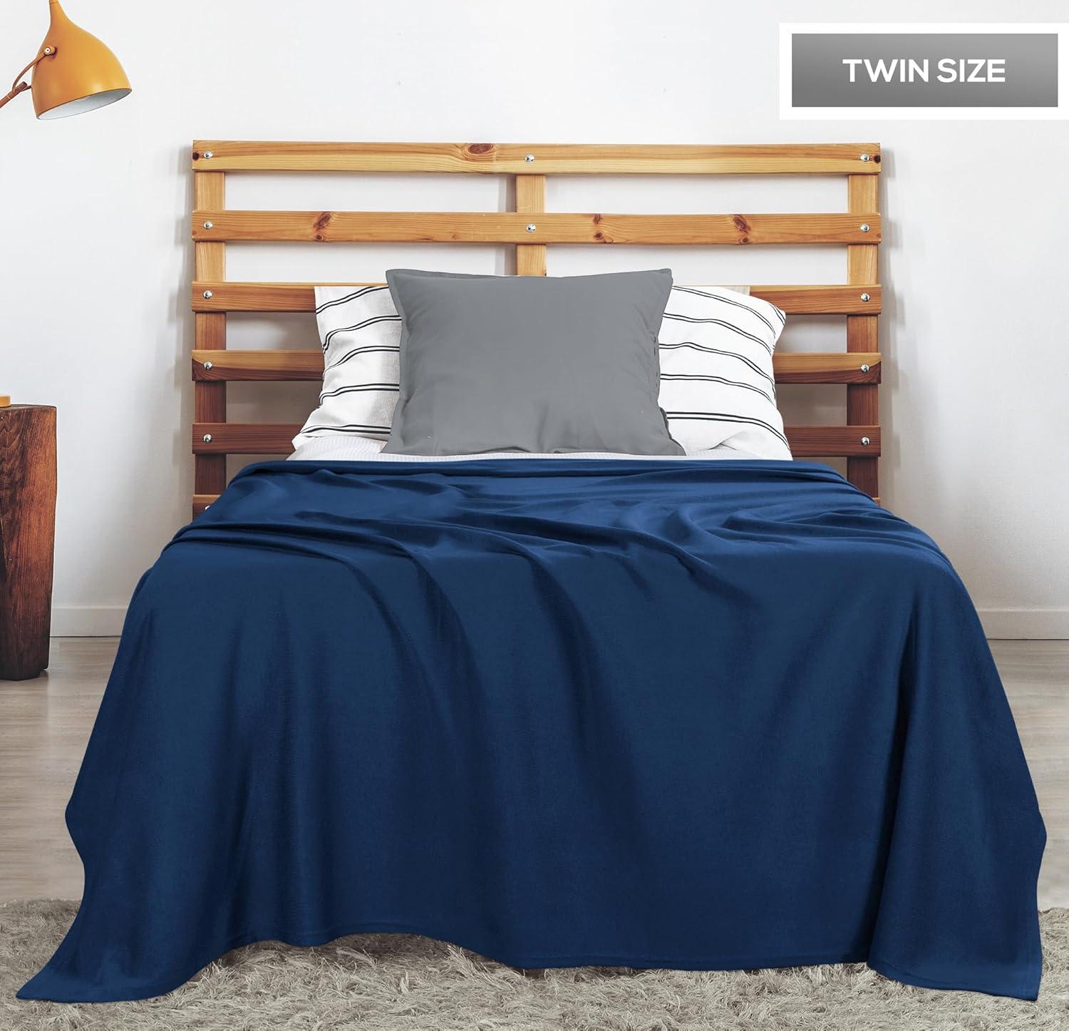 imageUtopia Bedding Knit Blanket Queen Size 90x90 Inches Grey Soft Lightweight Jersey Breathable Sweatshirt Blanket for BedCouch ampamp SofaNavy