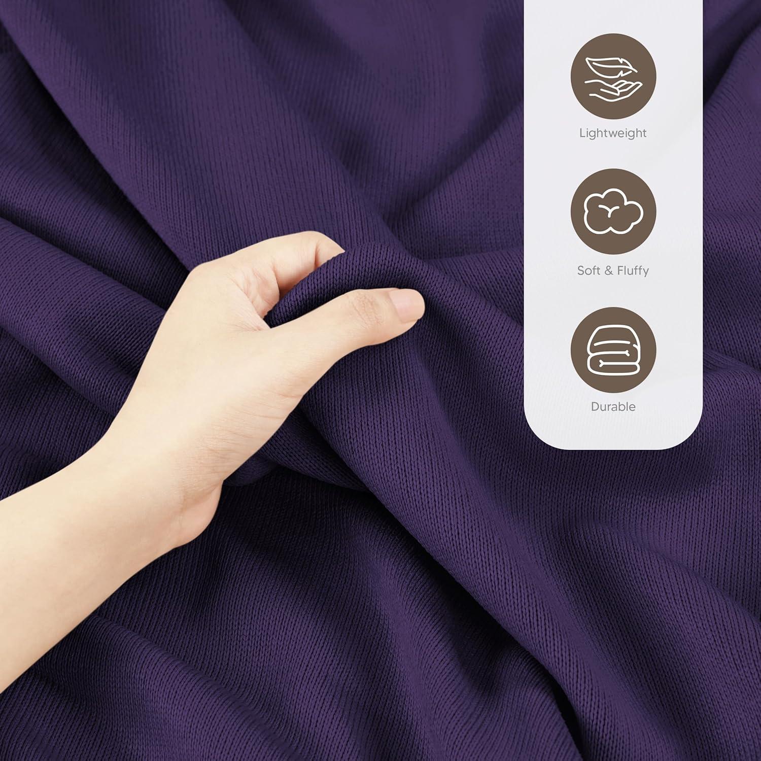 imageUtopia Bedding Knit Blanket Queen Size 90x90 Inches Grey Soft Lightweight Jersey Breathable Sweatshirt Blanket for BedCouch ampamp SofaPurple