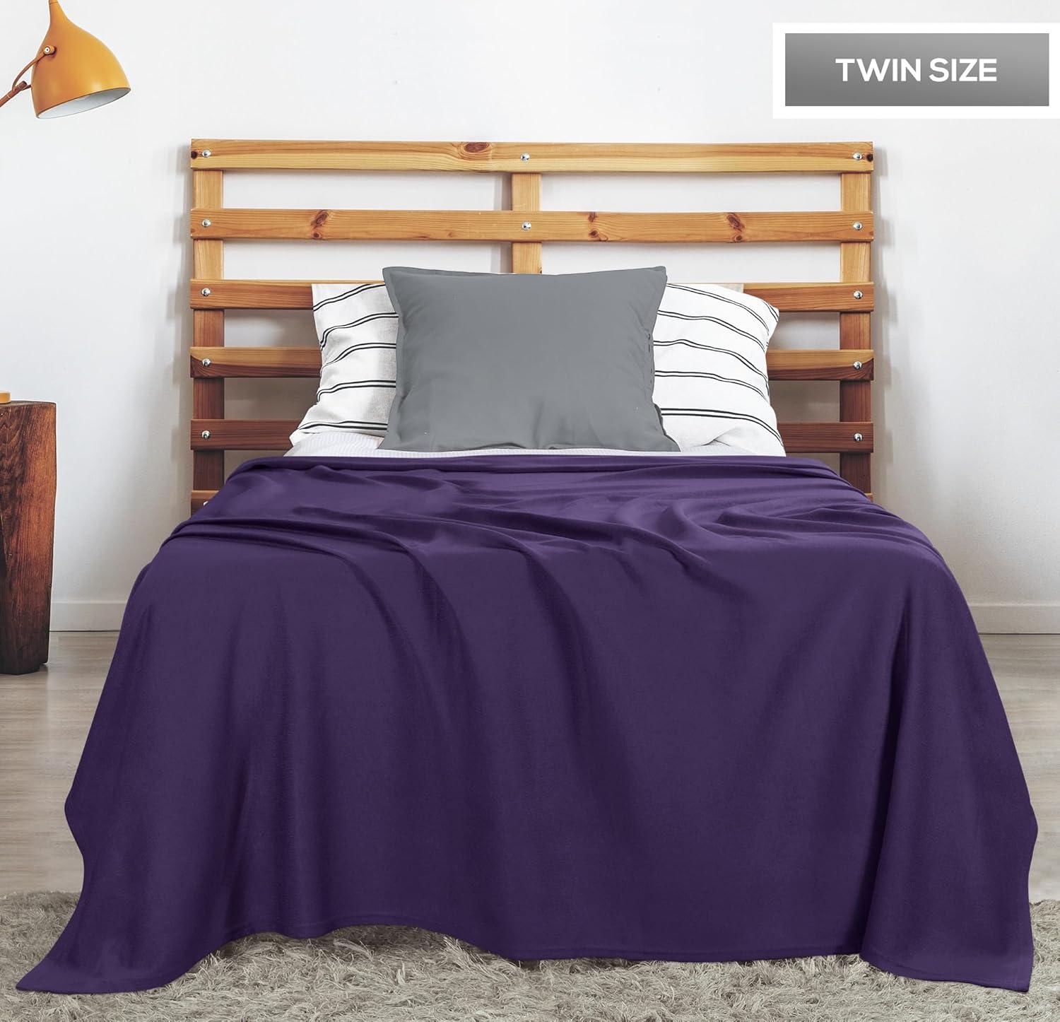 imageUtopia Bedding Knit Blanket Queen Size 90x90 Inches Grey Soft Lightweight Jersey Breathable Sweatshirt Blanket for BedCouch ampamp SofaPurple