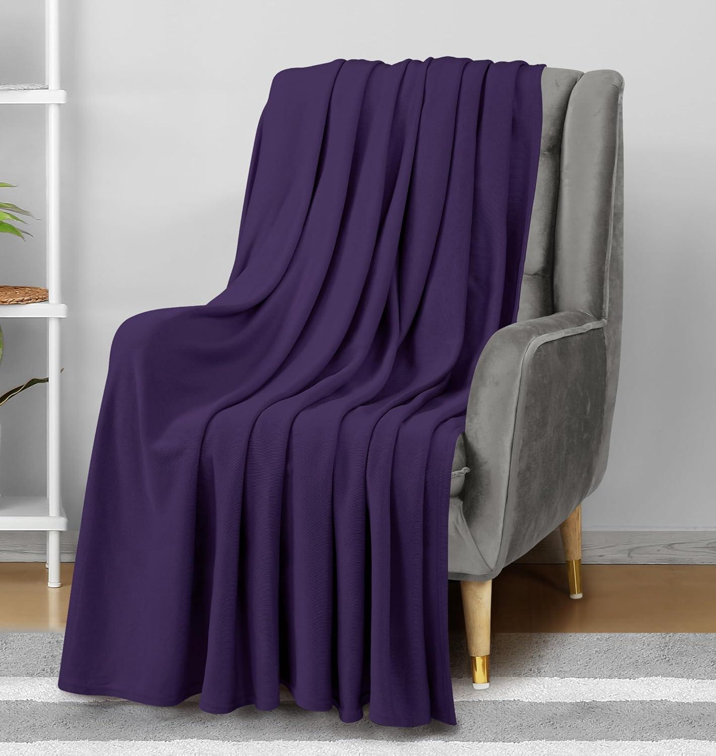 imageUtopia Bedding Knit Blanket Queen Size 90x90 Inches Grey Soft Lightweight Jersey Breathable Sweatshirt Blanket for BedCouch ampamp SofaPurple