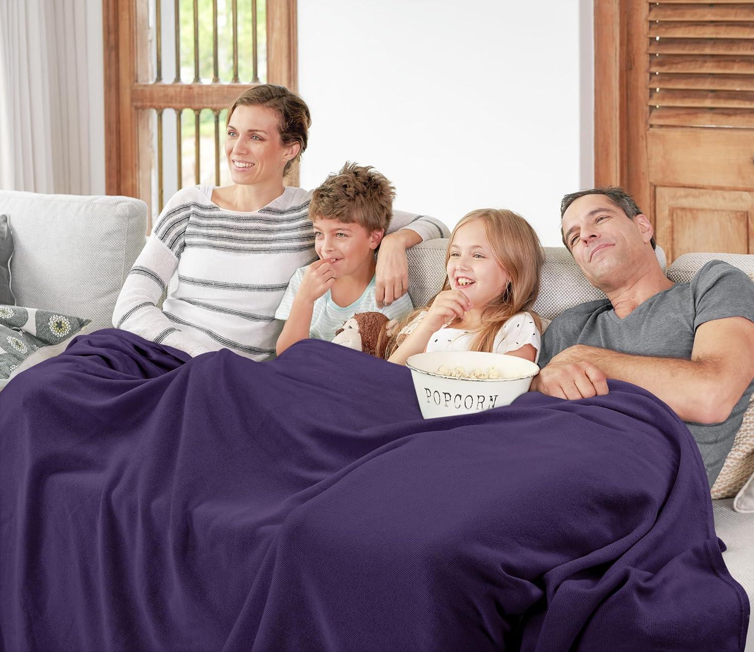 imageUtopia Bedding Knit Blanket Queen Size 90x90 Inches Grey Soft Lightweight Jersey Breathable Sweatshirt Blanket for BedCouch ampamp SofaPurple