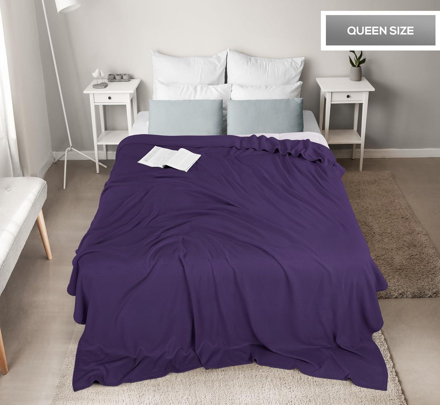 imageUtopia Bedding Knit Blanket Queen Size 90x90 Inches Grey Soft Lightweight Jersey Breathable Sweatshirt Blanket for BedCouch ampamp SofaPurple