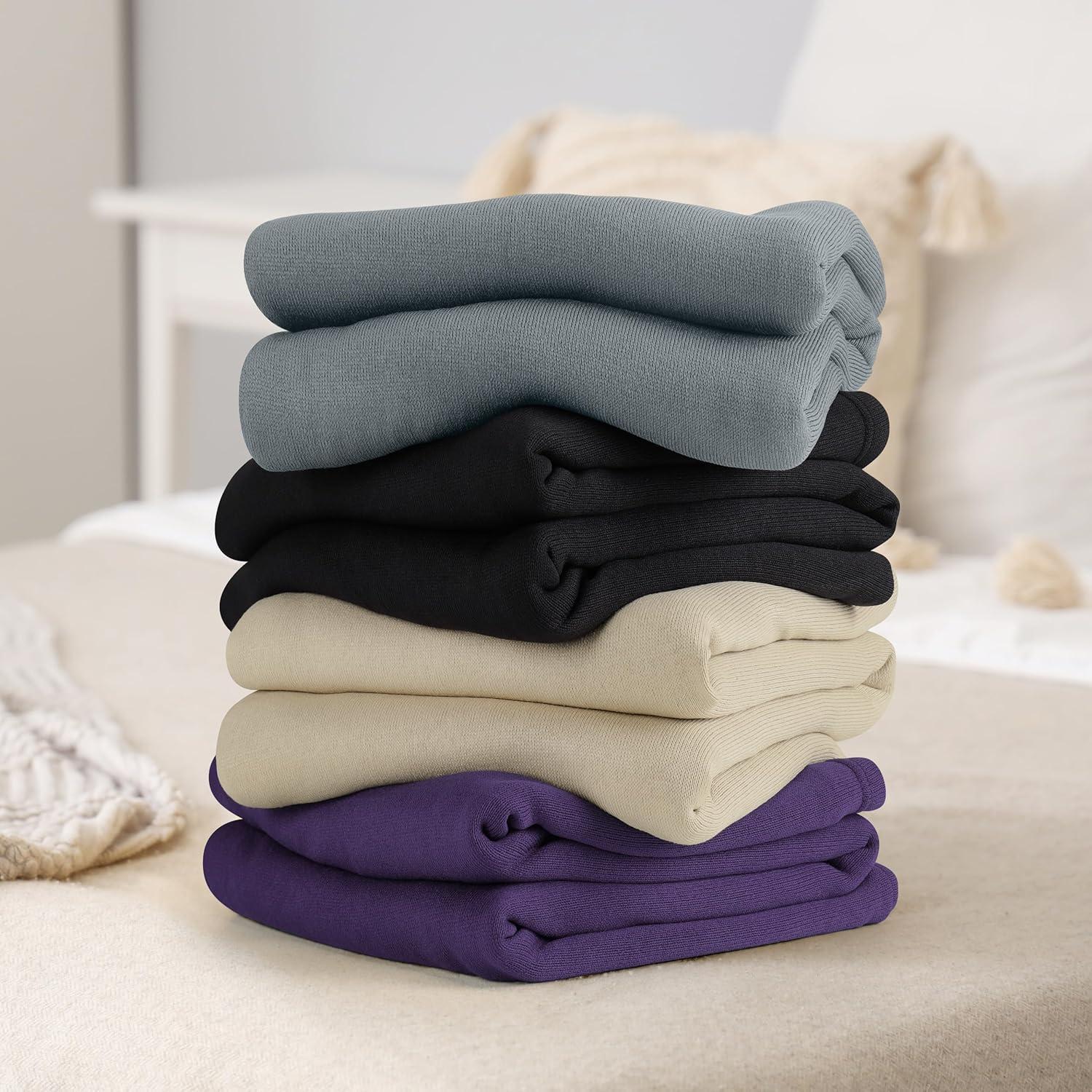 imageUtopia Bedding Knit Blanket Queen Size 90x90 Inches Grey Soft Lightweight Jersey Breathable Sweatshirt Blanket for BedCouch ampamp SofaPurple