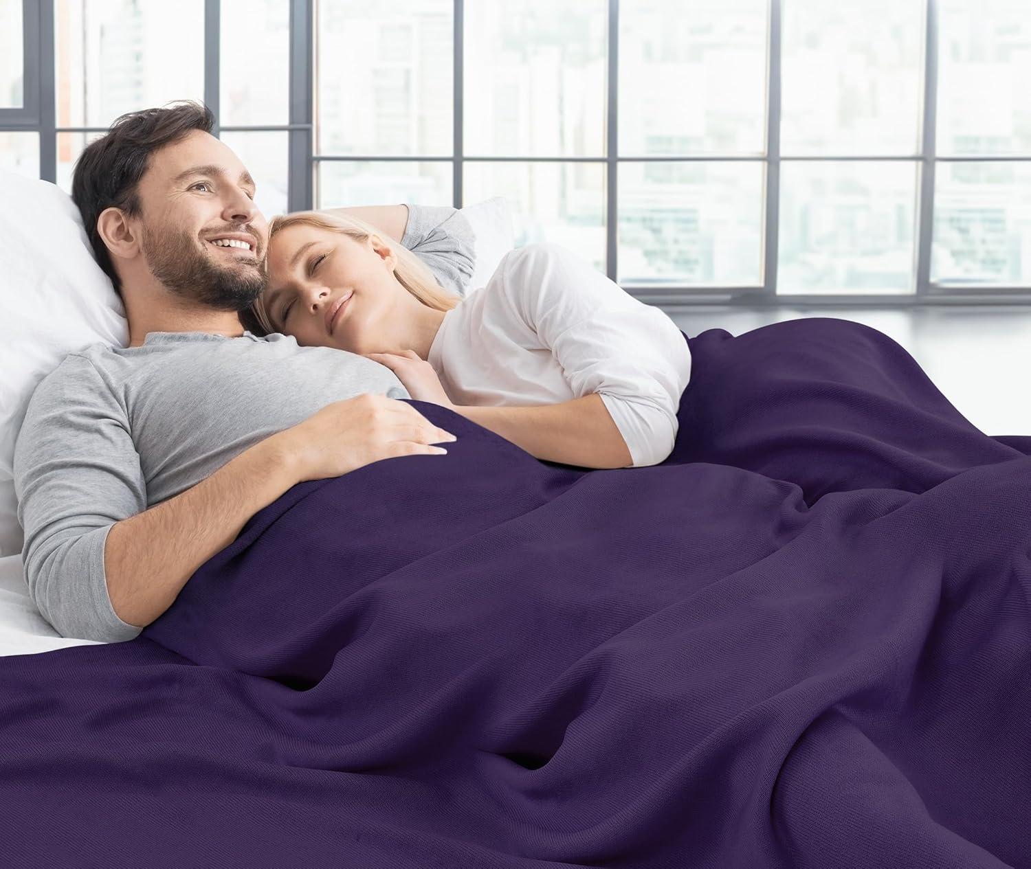 imageUtopia Bedding Knit Blanket Queen Size 90x90 Inches Grey Soft Lightweight Jersey Breathable Sweatshirt Blanket for BedCouch ampamp SofaPurple