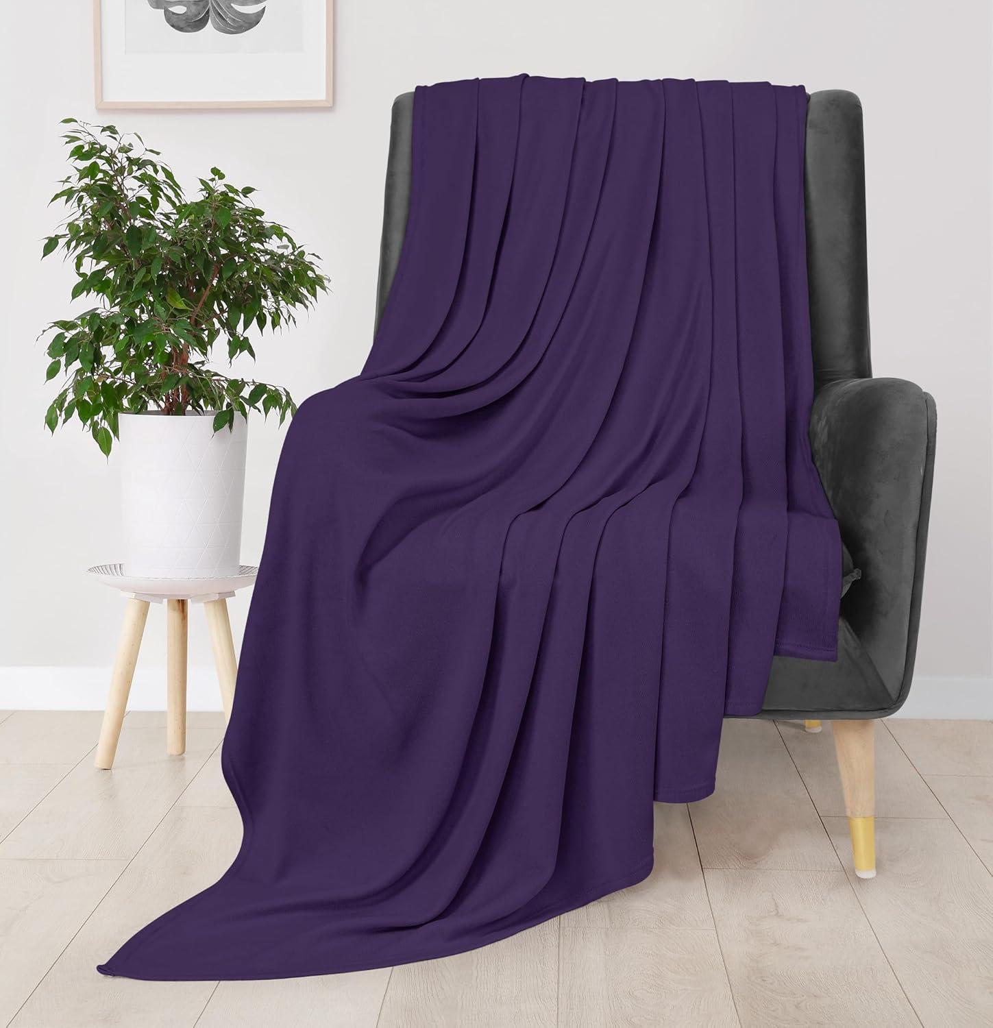 imageUtopia Bedding Knit Blanket Queen Size 90x90 Inches Grey Soft Lightweight Jersey Breathable Sweatshirt Blanket for BedCouch ampamp SofaPurple