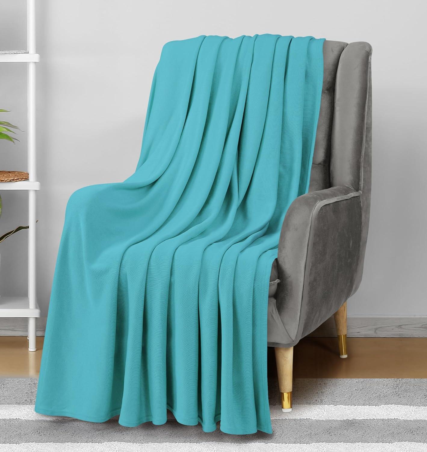 imageUtopia Bedding Knit Blanket Queen Size 90x90 Inches Grey Soft Lightweight Jersey Breathable Sweatshirt Blanket for BedCouch ampamp SofaTurquoise