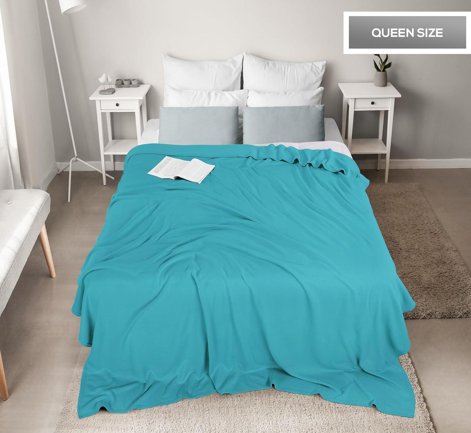 imageUtopia Bedding Knit Blanket Queen Size 90x90 Inches Grey Soft Lightweight Jersey Breathable Sweatshirt Blanket for BedCouch ampamp SofaTurquoise